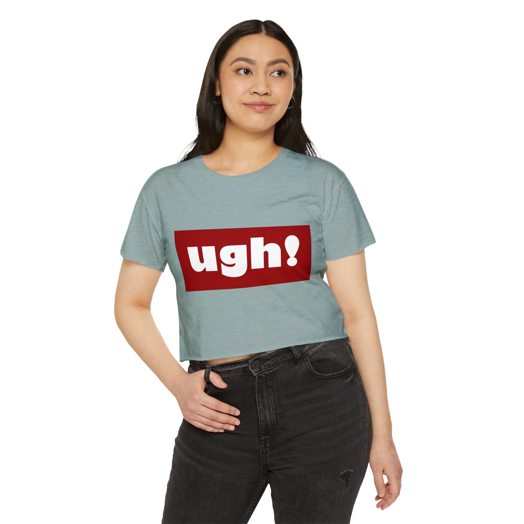 "ugh!" Festival Crop Top — Playful Graphic Women's Cropped Tee