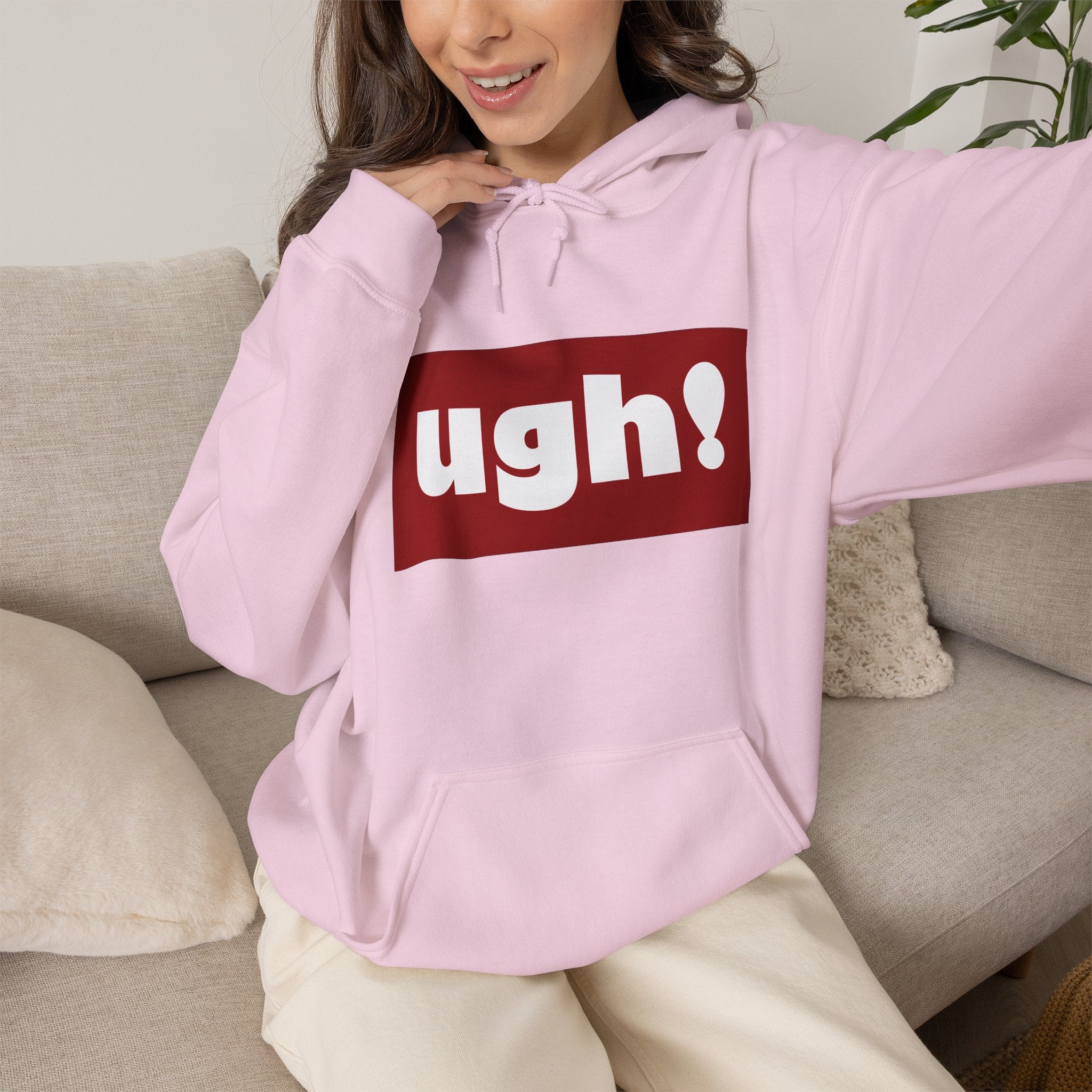 Ugh! Graphic Hoodie — Funny Minimalist Box Logo Pullover