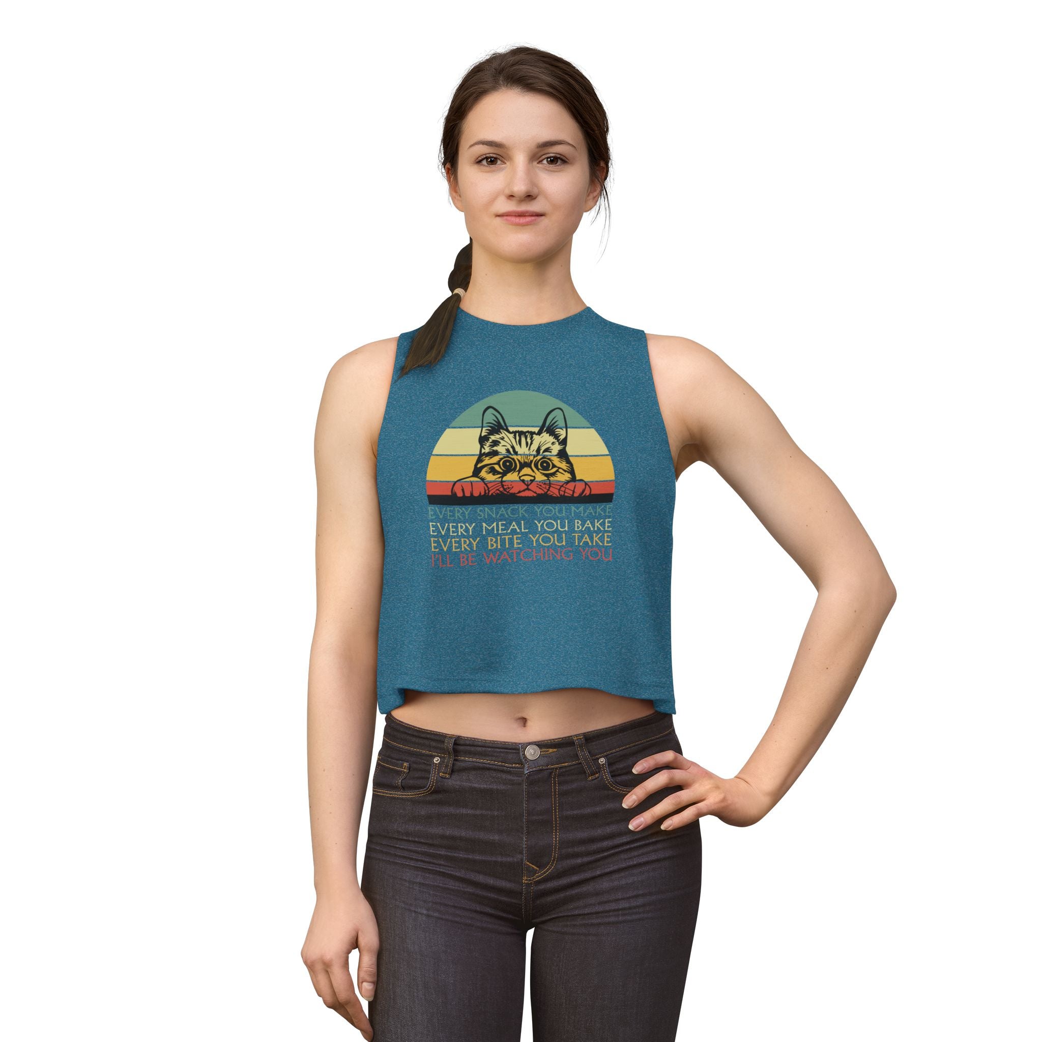 Cat Snack Watch Crop Top — "Every Snack You Make... I'll Be Watching You"