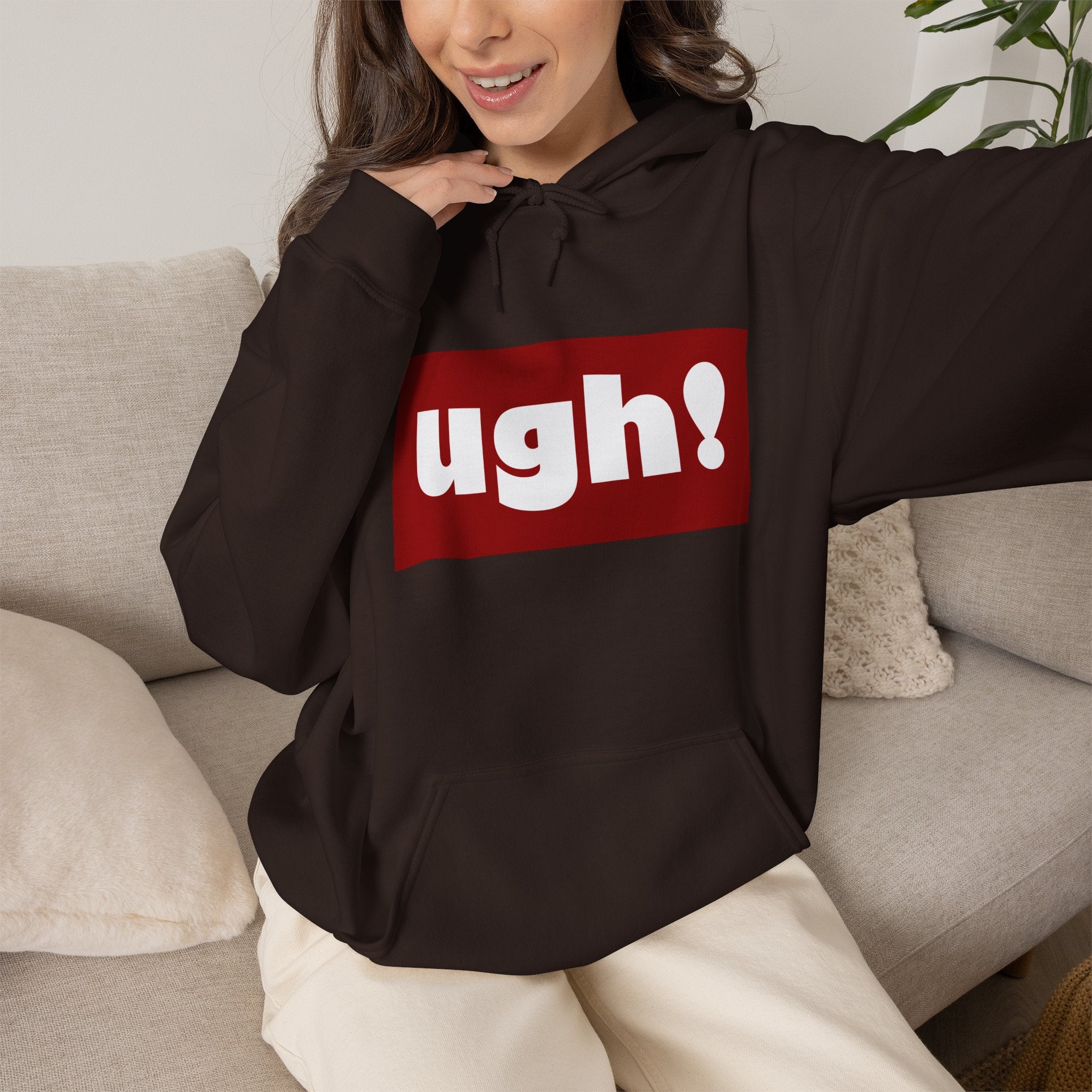 Ugh! Graphic Hoodie — Funny Minimalist Box Logo Pullover