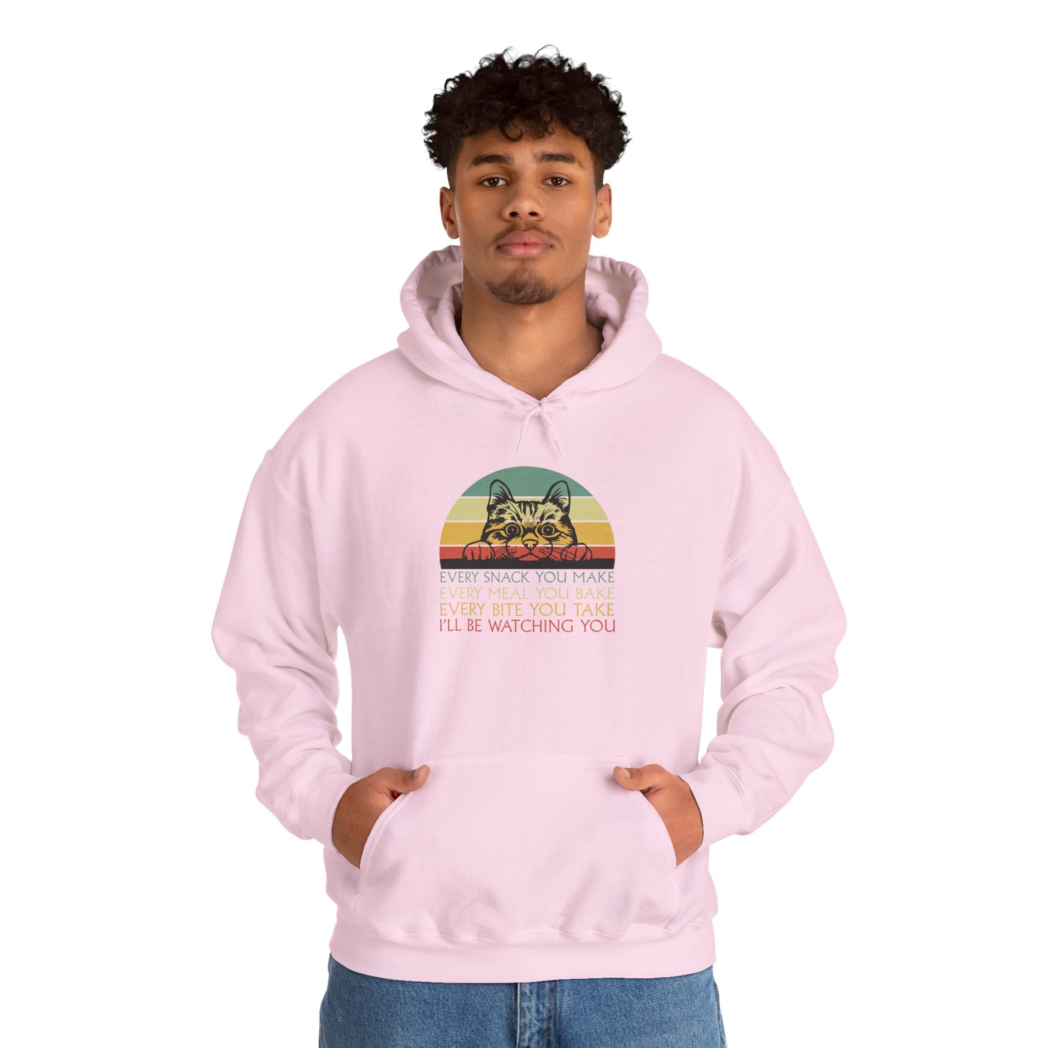 Cat Watch Retro Hoodie – “Every Snack You Make” Funny Cat Lover Sweatshirt