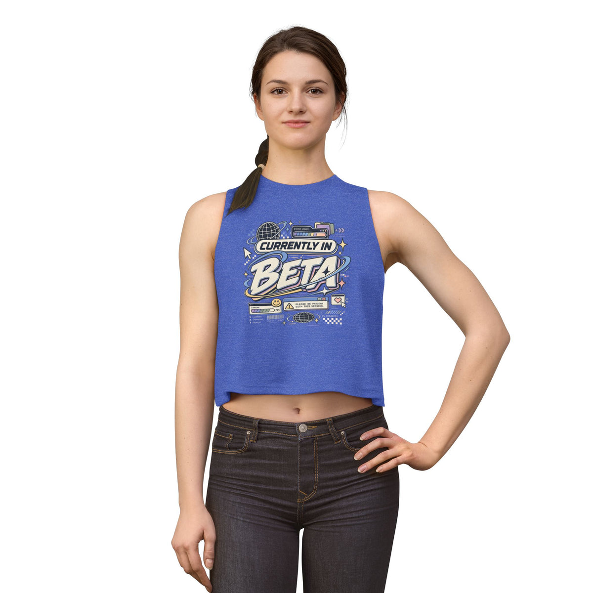 Currently In Beta Crop Top — Retro Tech Graphic Women's Tank
