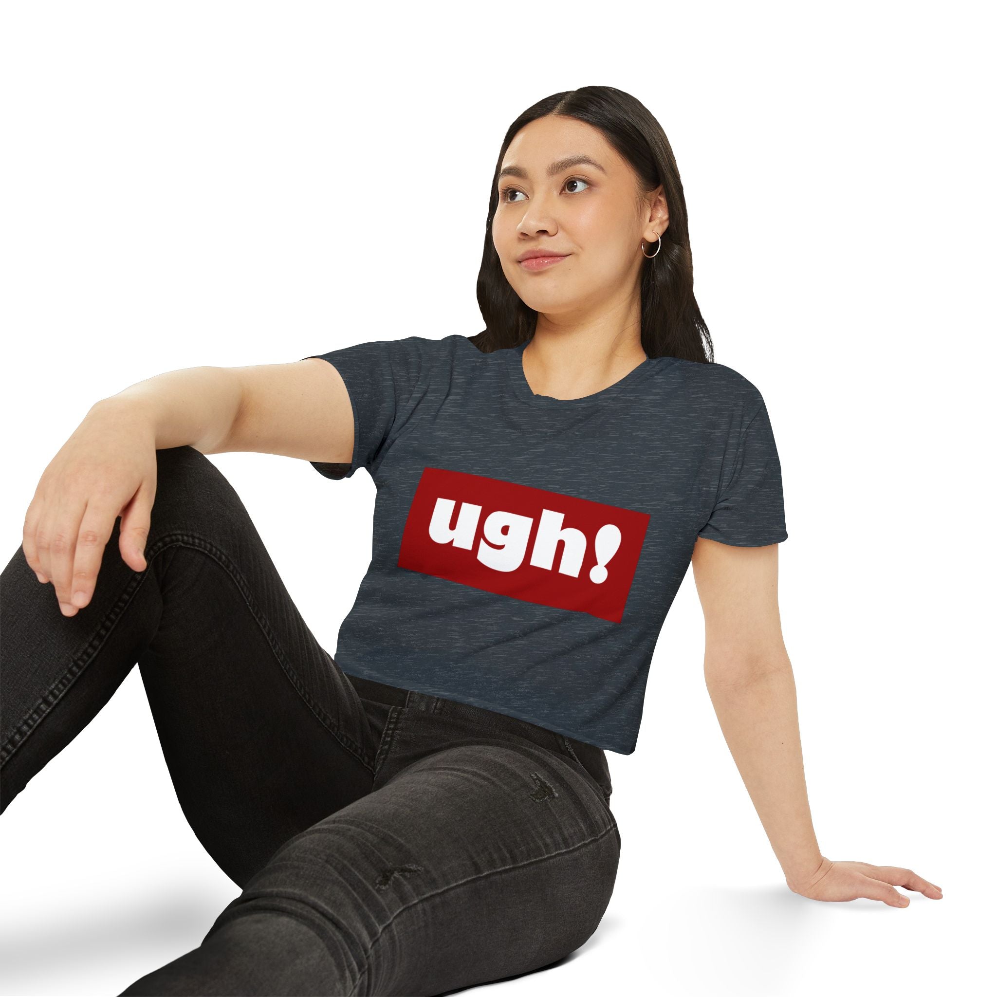 "ugh!" Festival Crop Top — Playful Graphic Women's Cropped Tee