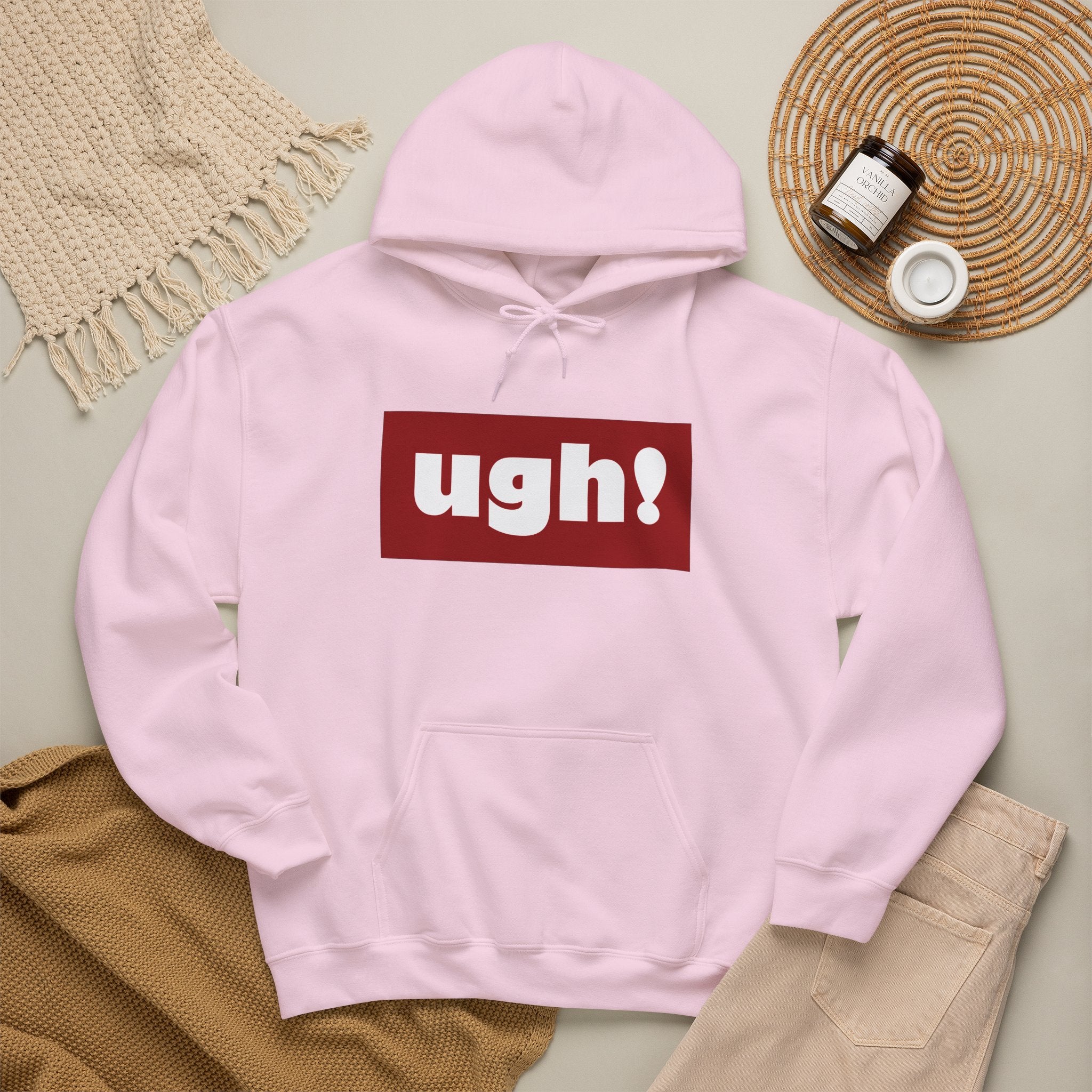 Ugh! Graphic Hoodie — Funny Minimalist Box Logo Pullover