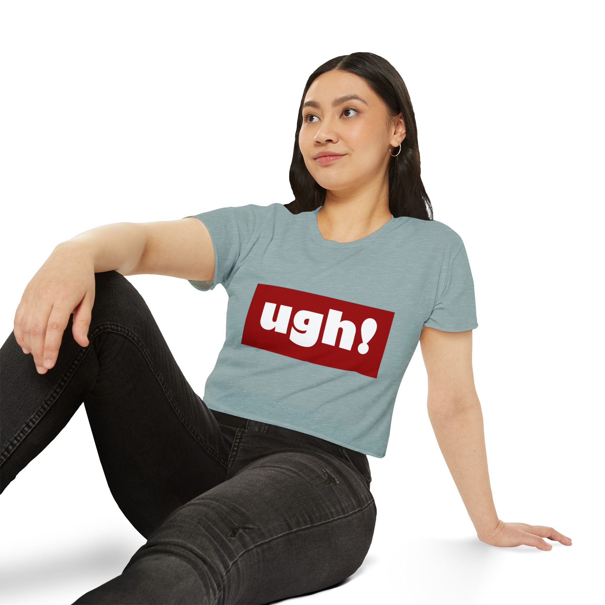 "ugh!" Festival Crop Top — Playful Graphic Women's Cropped Tee