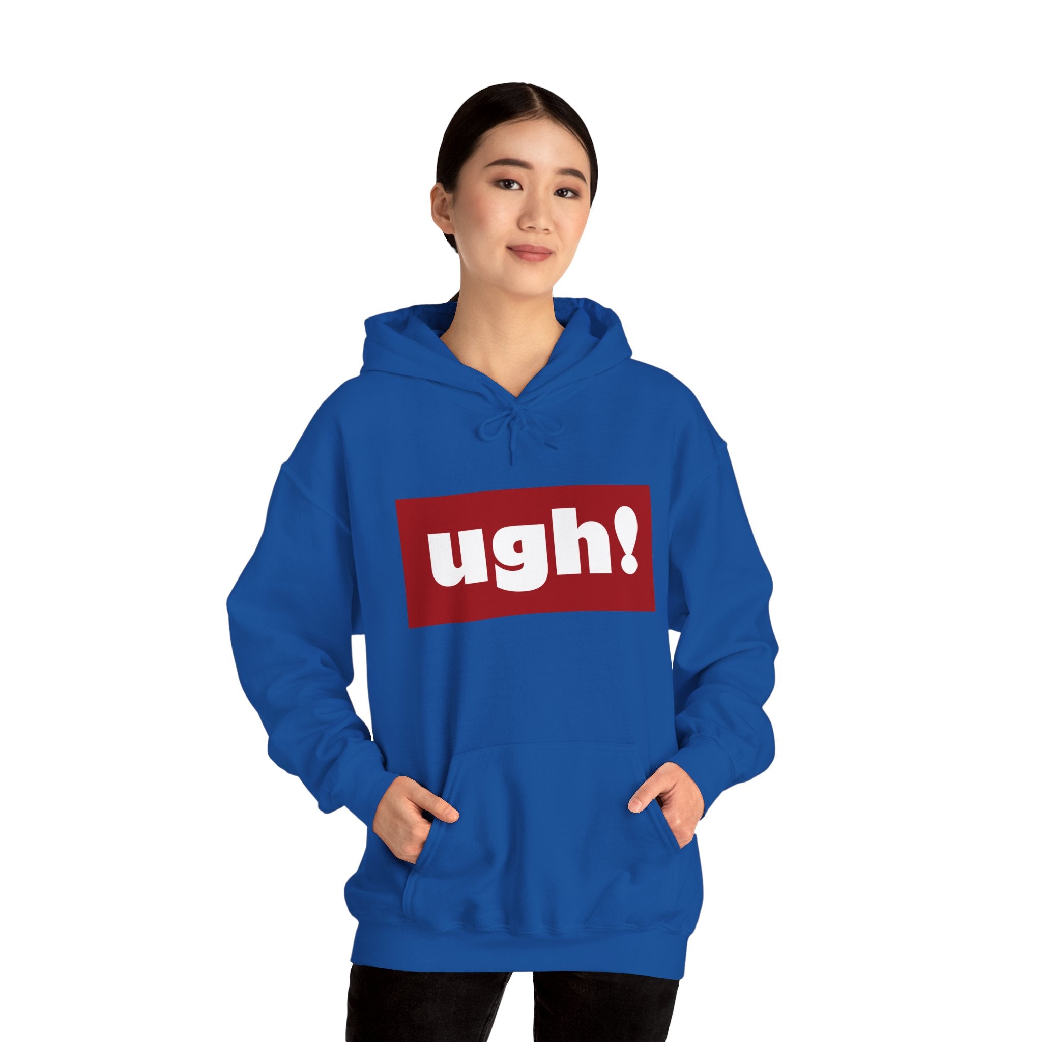 Ugh! Graphic Hoodie — Funny Minimalist Box Logo Pullover