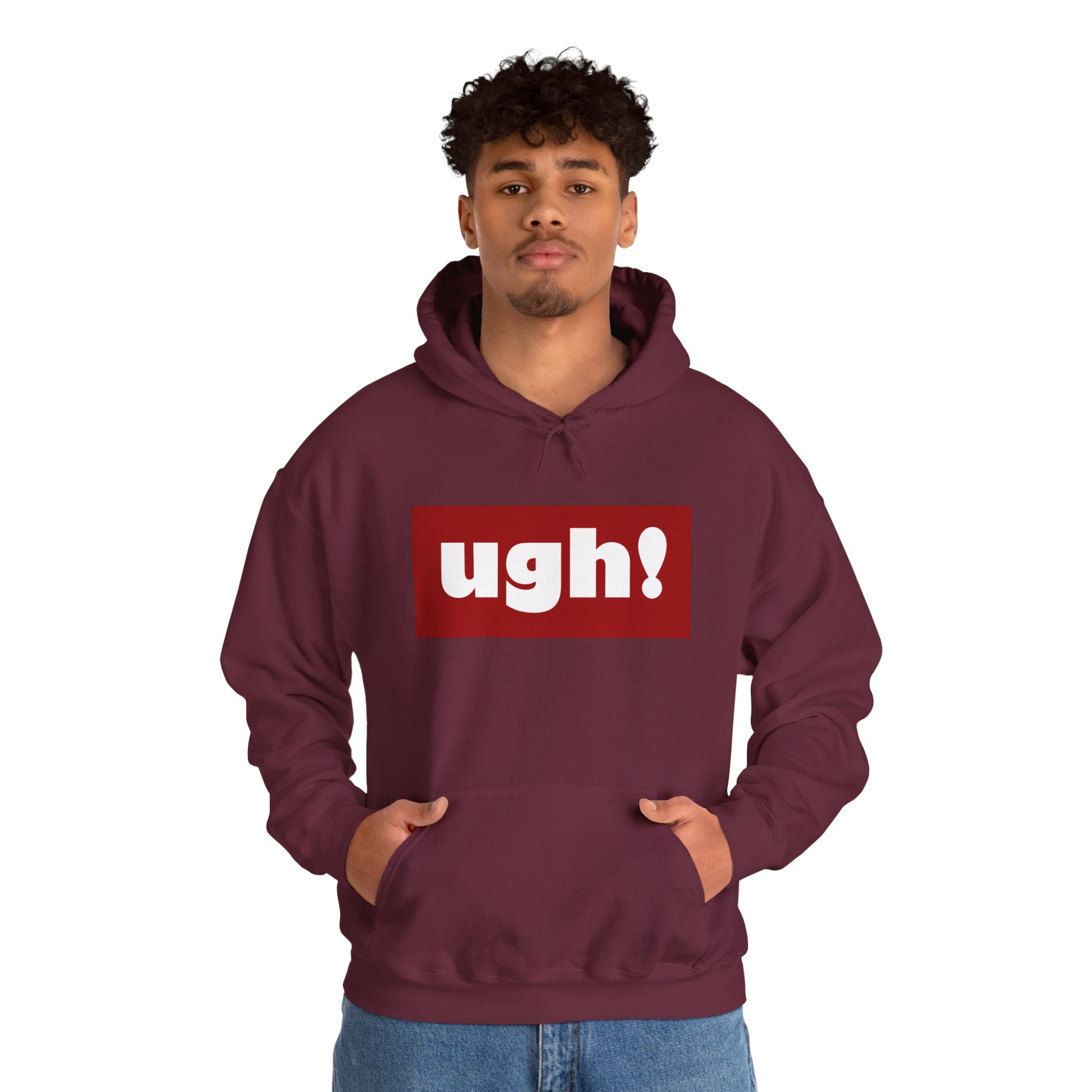Ugh! Graphic Hoodie — Funny Minimalist Box Logo Pullover