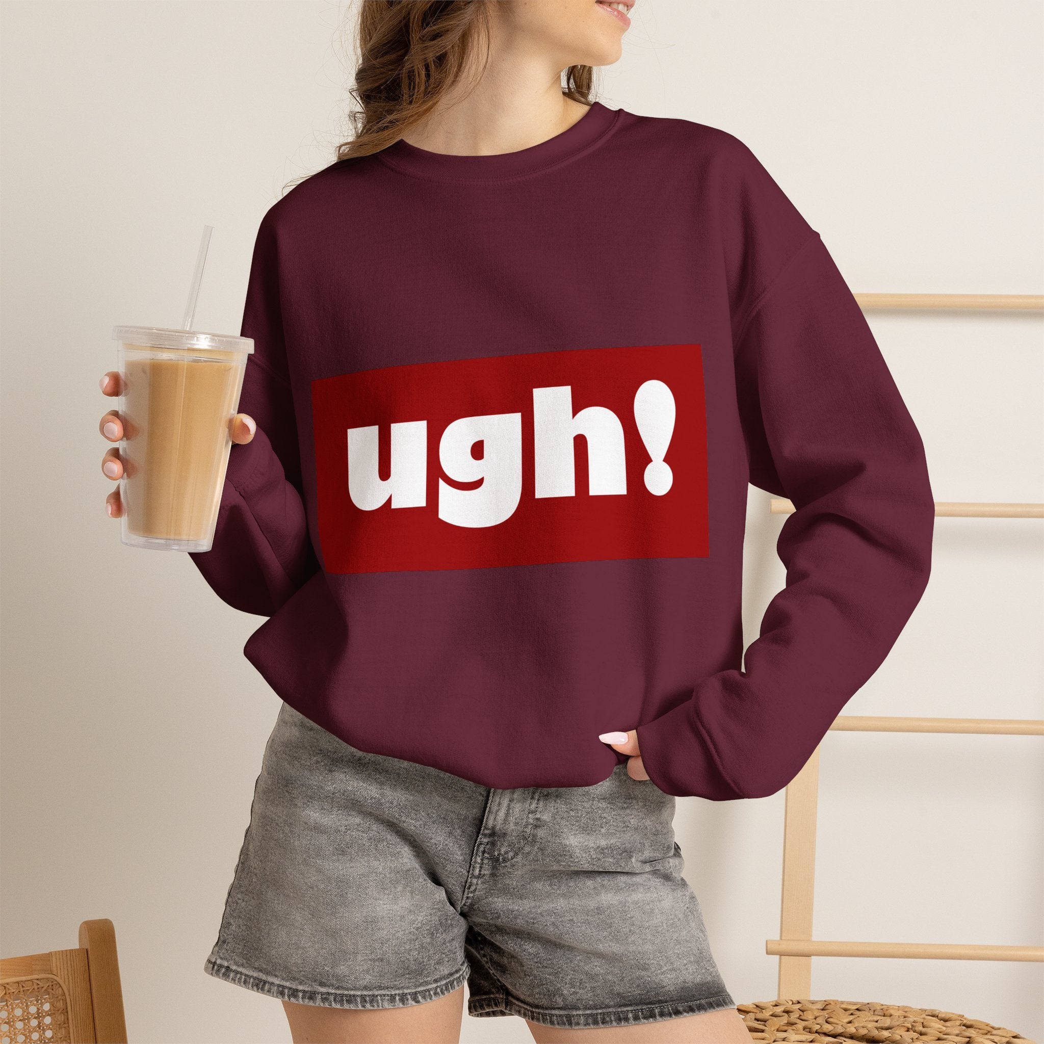 Ugh! Graphic Crewneck Sweatshirt – Casual Statement Pullover