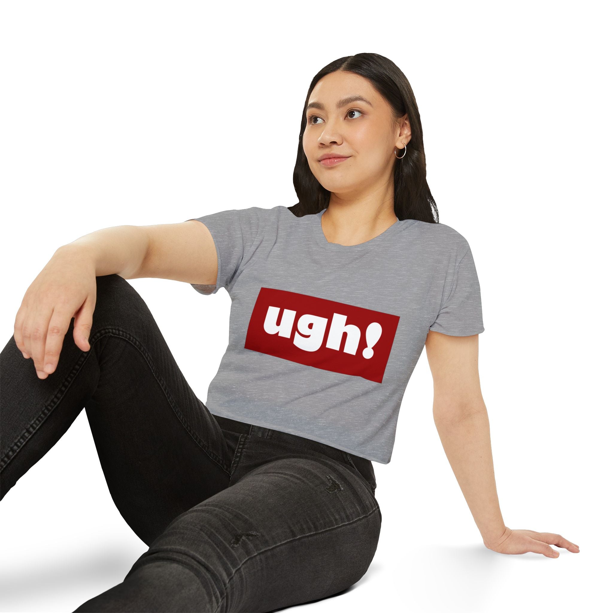 "ugh!" Festival Crop Top — Playful Graphic Women's Cropped Tee