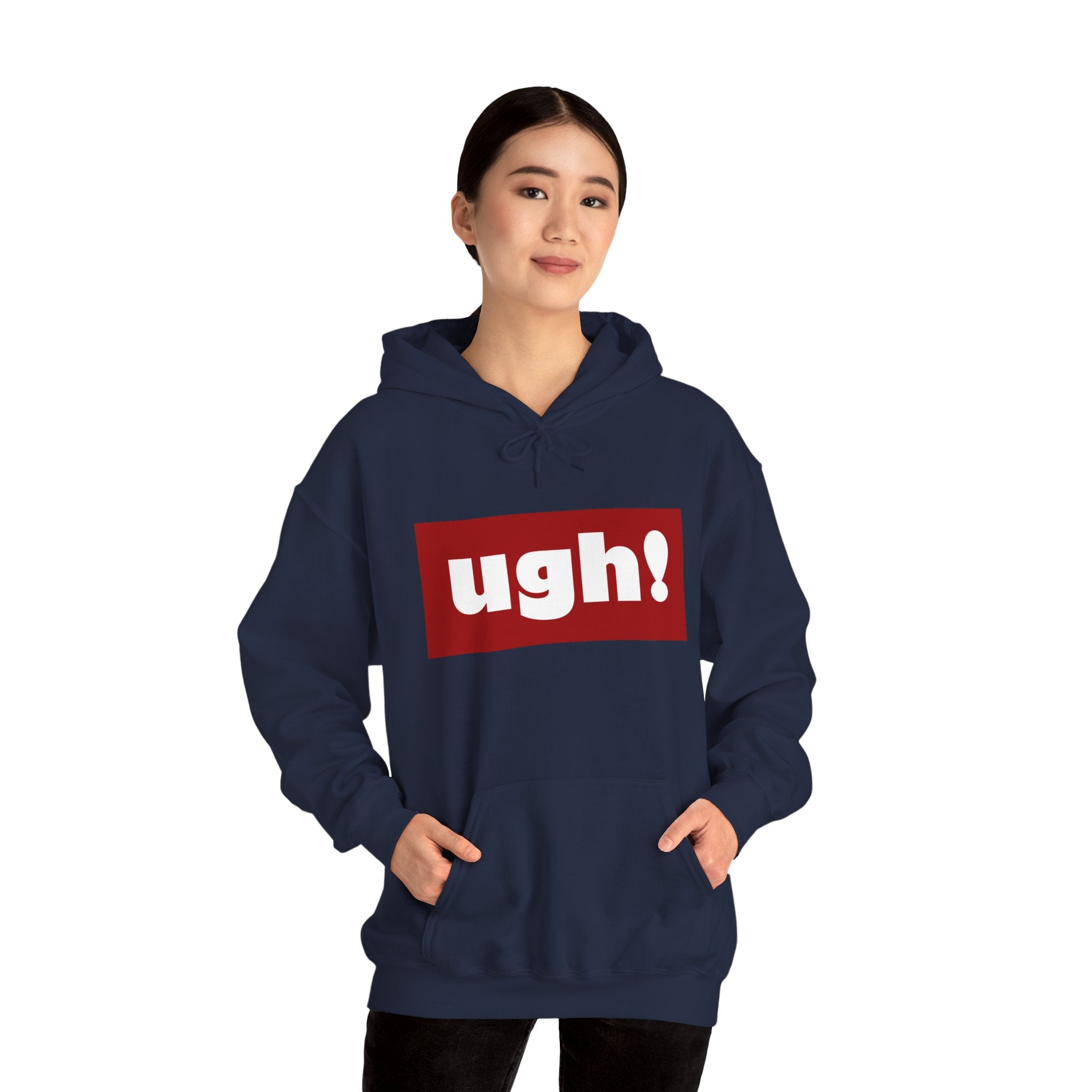 Ugh! Graphic Hoodie — Funny Minimalist Box Logo Pullover
