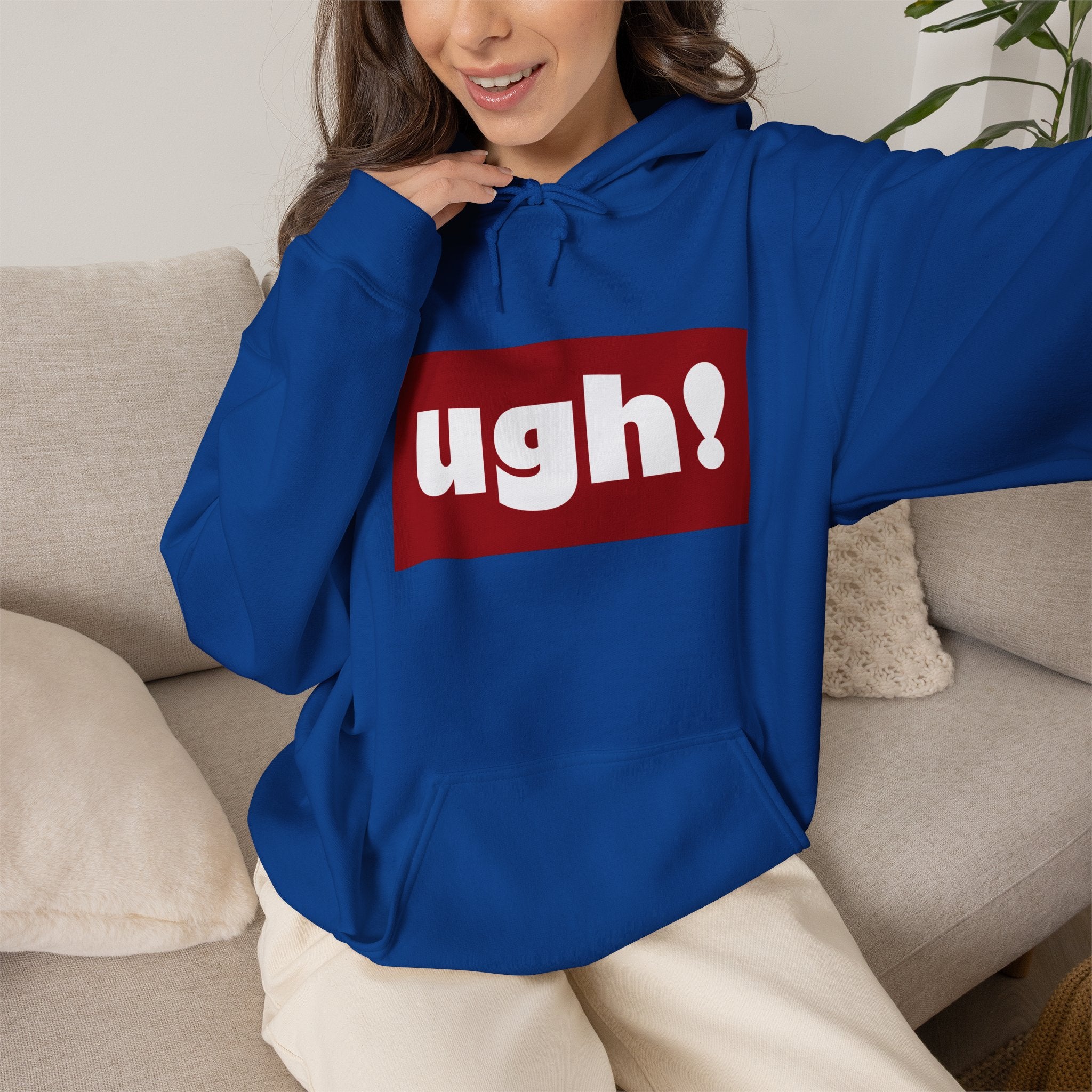 Ugh! Graphic Hoodie — Funny Minimalist Box Logo Pullover