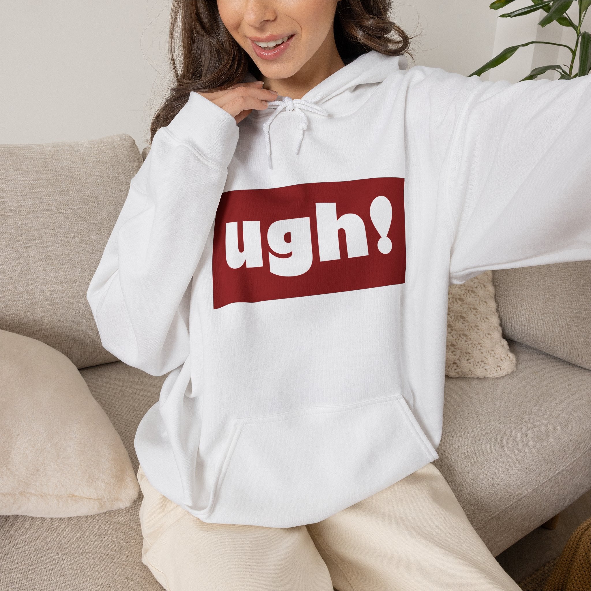Ugh! Graphic Hoodie — Funny Minimalist Box Logo Pullover